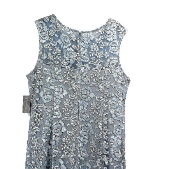 NEW Alex Evenings Embroidered Tulle Lace Fit & Flare Illusion Neckline gown maxi - Picture 3 of 11